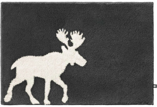 Badteppich Elch (Elk) von Rhomtuft in Zink-Naturjasmin, nach Maß gefertigt, ein besonderer Blickfang.