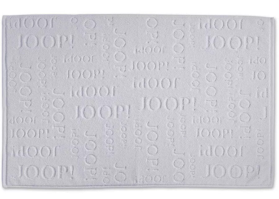 Moderner, saugfähiger und pflegeleichter Badvorleger von Joop Repeat aus Baumwolle, Farbe Silber Grau.