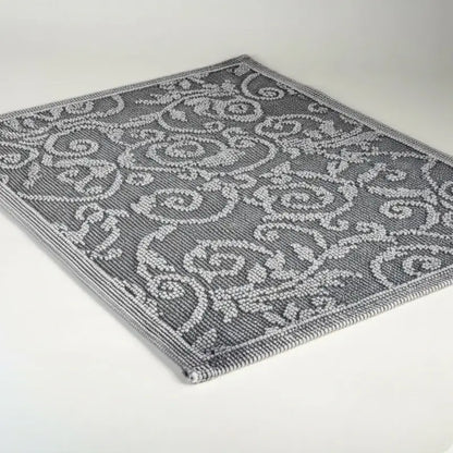 Vintage Teppichläufer aus Baumwolle von Evelyn Kahle in Dunkelgrau – eleganter Vorleger mit Paisley-Muster für Bad, Flur oder Wohnbereich