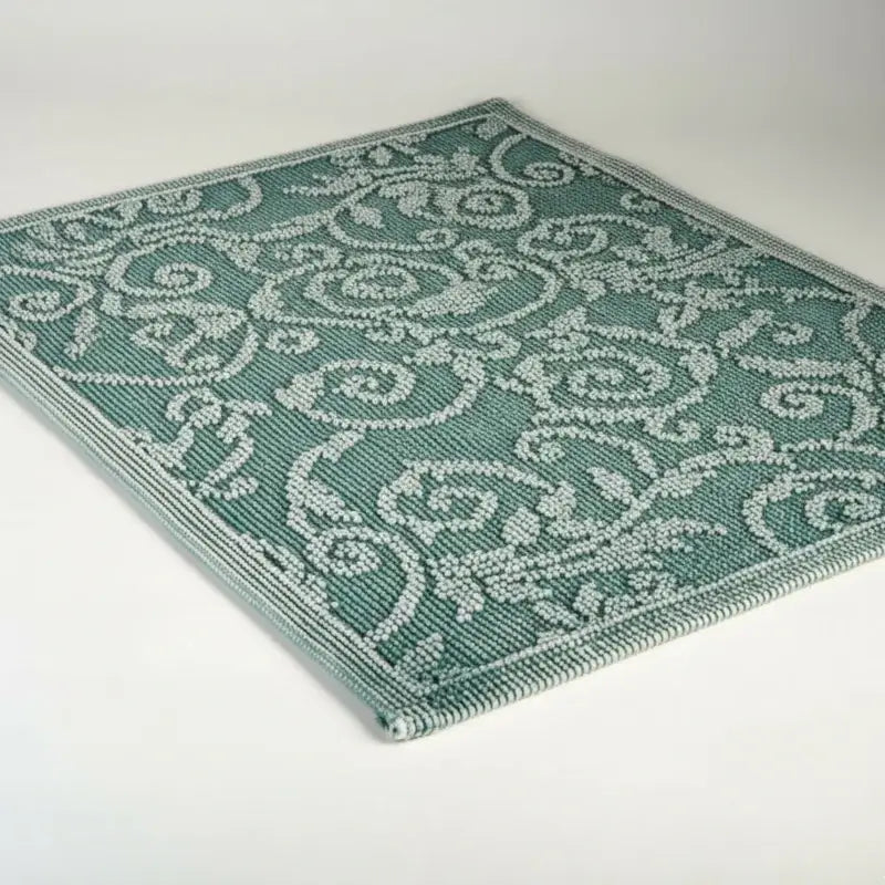 Grüner Baumwoll-Vorleger „Evelyn Kahle“ im Vintage-Stil mit Paisley-Muster – dekorativer Teppichläufer für Flur, Wohnzimmer oder Schlafzimmer