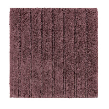 Baumwoll-Vorleger 60x60 cm mit Hoch-Tief-Streifen in Figue Aubergine – rutschfest, weich und dekorativ für Bad und Wohnbereiche