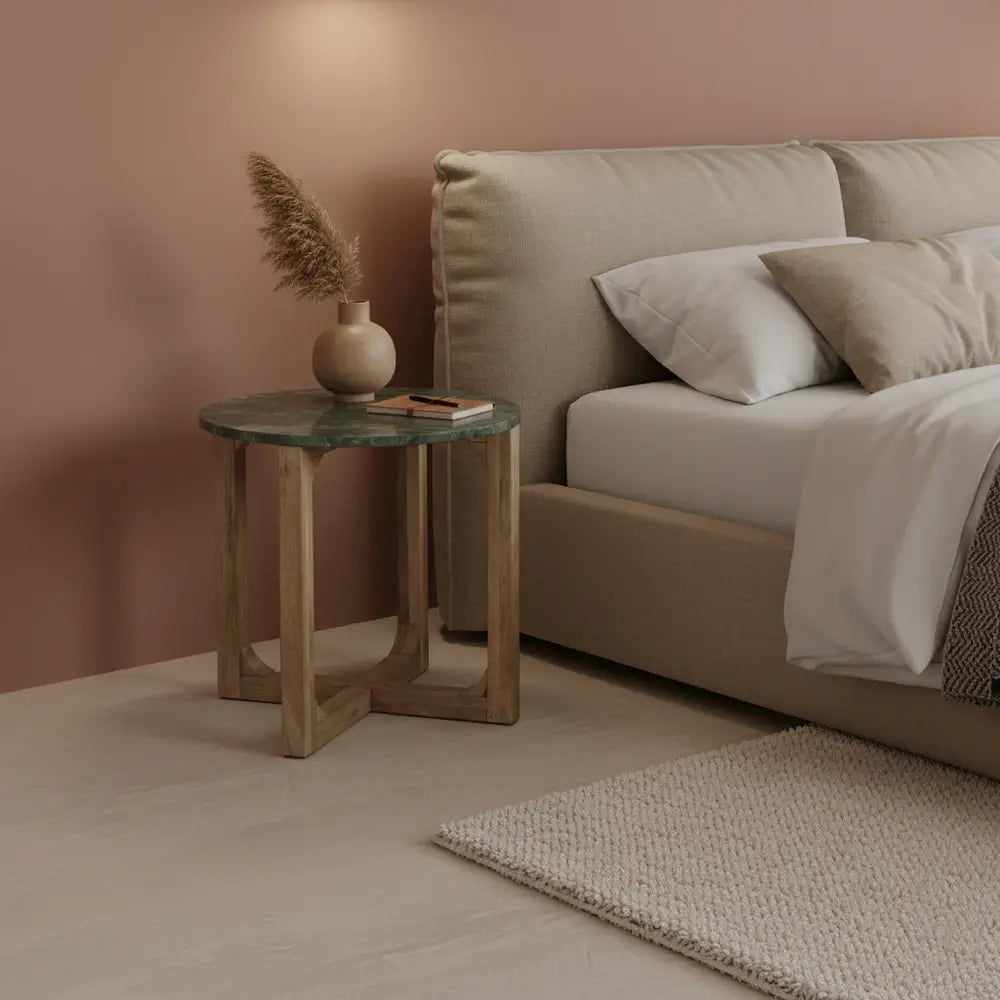 Kleiner Nachttisch Marmor grün rund – Beistelltisch Schlafzimmer