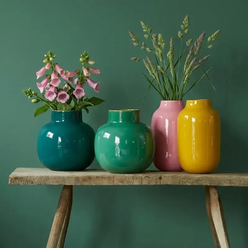 Farbenfrohe Vasen – ideal für Blumen und Trockenblumen