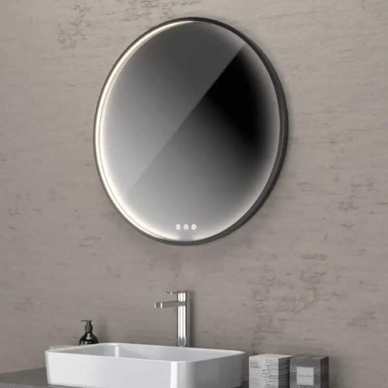 Moderner runder Badspiegel mit schwarzem Rahmen – Stilvolles Design für Badezimmer & Gäste-WC, perfekt für elegante Raumgestaltung