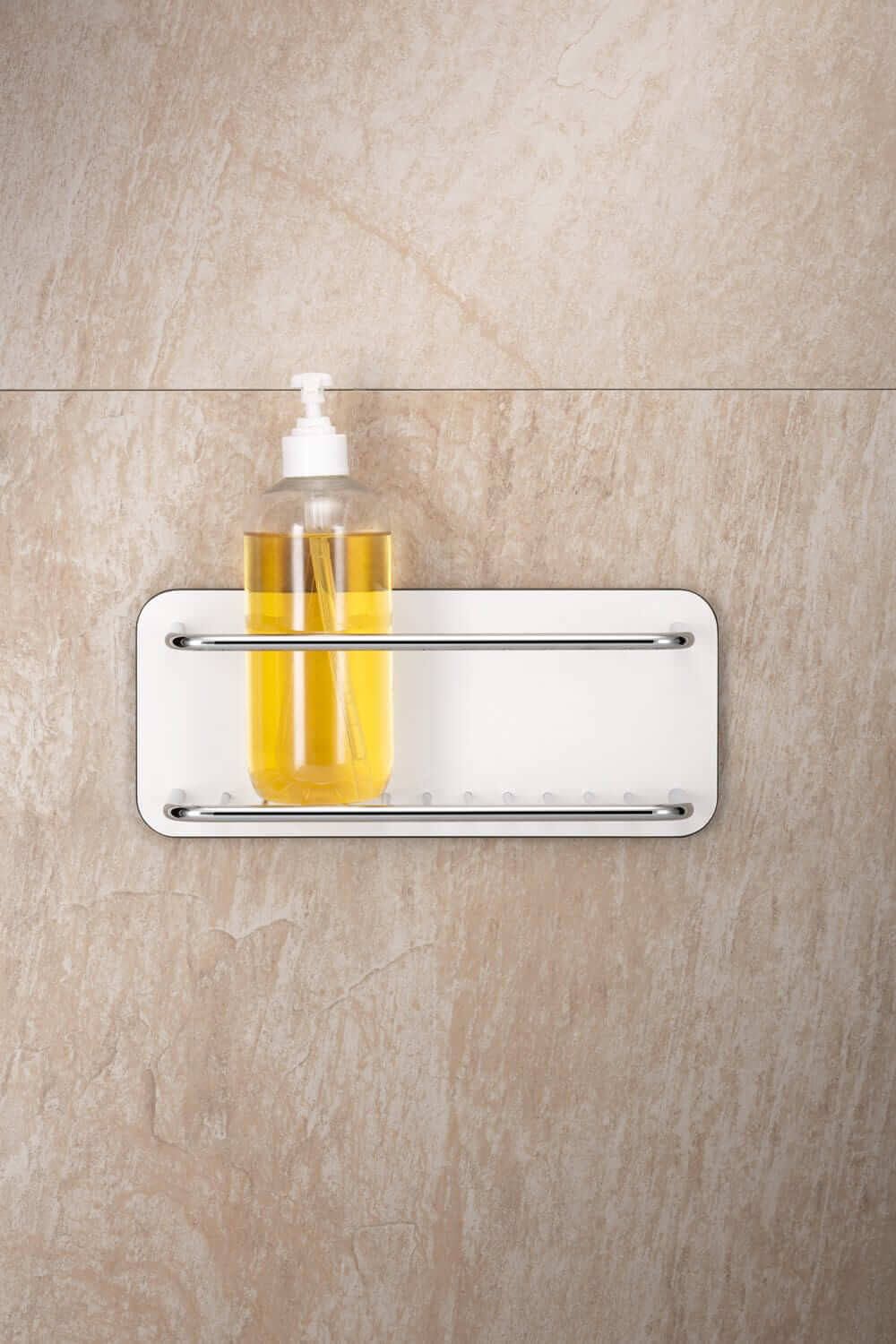 Giese Duschkorb zum Kleben, ohne Bohren, Weiß/Chrom: Praktische Ablage für Ihre Dusche.