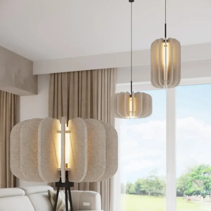 Design-Leuchten Mula aus Filz als Pendel- und Stehleuchte