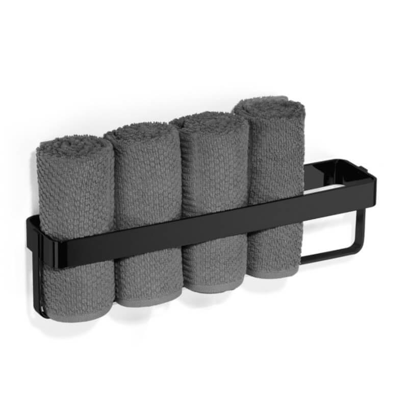 Gästehandtuchhalter in Schwarz von Giese: Der Handtuchhalter zum Kleben oder Schrauben ist ein stilvoller Handtuchhalter.
