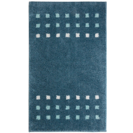 Gemusterte Hochflor Badematte in Ocean Blau – pflegeleichter, rutschfester Badteppich Brica für ein modernes Badezimmer.