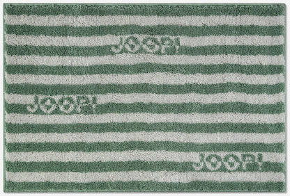 Gestreifter Badteppich Joop Split mit weichem Flor in Pinie Grün für ein modernes und elegantes Badezimmer