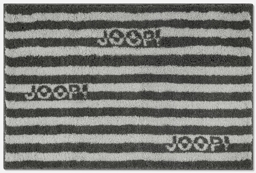 Luxuriöser Joop Badteppich Split in Stein Grau mit weichem Flor und stilvollen Streifen für zeitlose Badezimmergestaltung