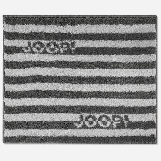 Luxuriöser Joop Badvorleger in Stein Grau mit Streifen und weichem Flor für stilvolle WC- und Badezimmergestaltung