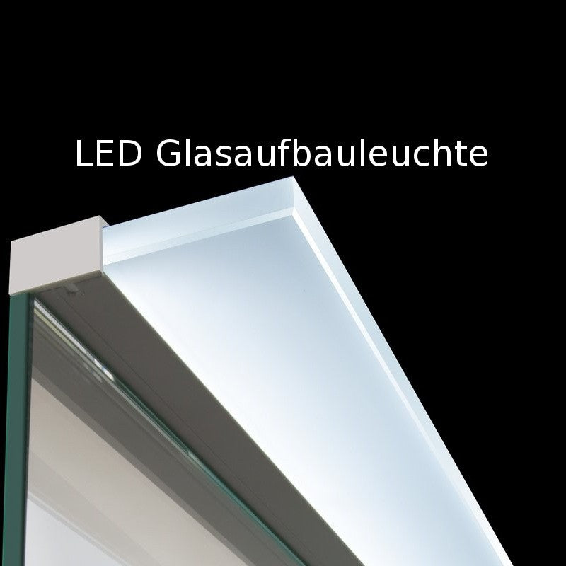 Glasaufbauleuchte für Badspiegel von Vogelsang – Elegante Glasaufbauleuchte, die für eine gleichmäßige und stilvolle Beleuchtung sorgt und perfekt mit Badspiegeln von Vogelsang kombiniert werden kann