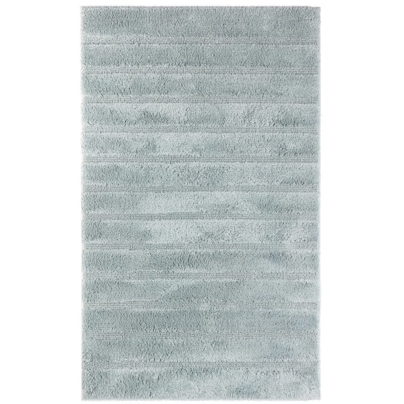 Große Badematte California Seagreen aus Baumwolle, mit weichen Hoch-Tief-Streifen und rutschfester Unterseite.