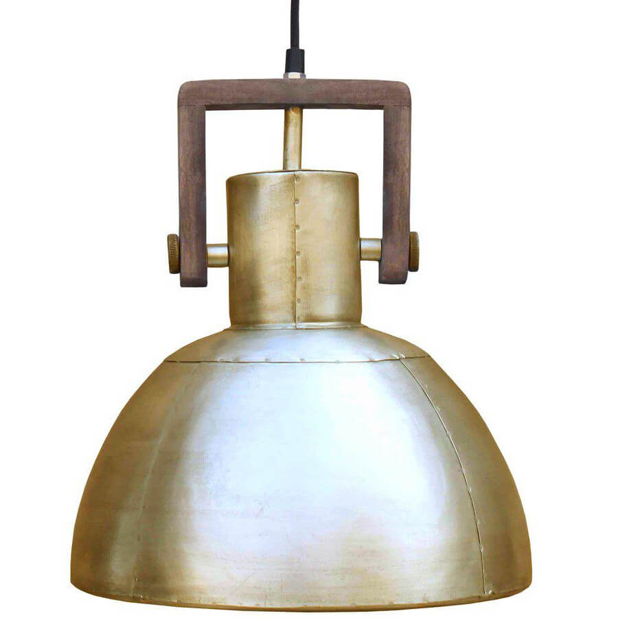 Große Hängelampe im Industrie-Look: Die Metall-Pendelleuchte "Ashby" von PR Home in Gold ist ein stilvoller Blickfang.