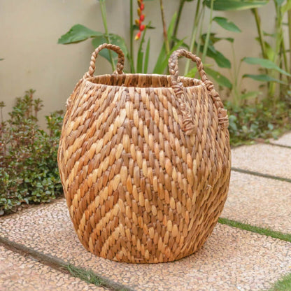 Großer Aufbewahrungskorb Wayang – geflochtener Pflanzkorb aus Naturmaterial im Boho-Stil