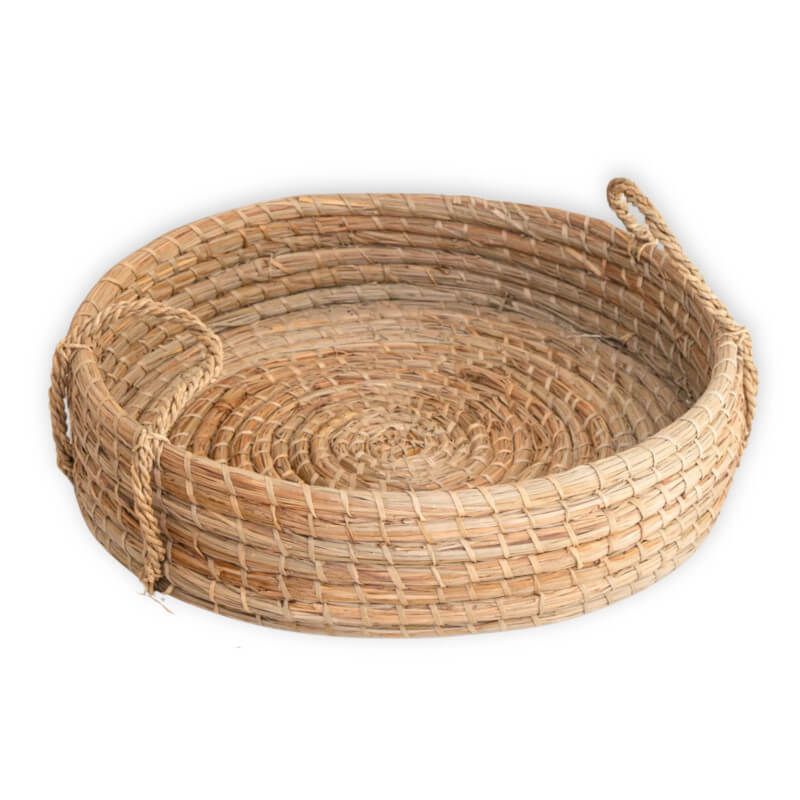 Großes rundes Korbtablett "Pintu" aus Seegras: Das Serviertablett/Dekotablett ist ein stilvolles Tablett.