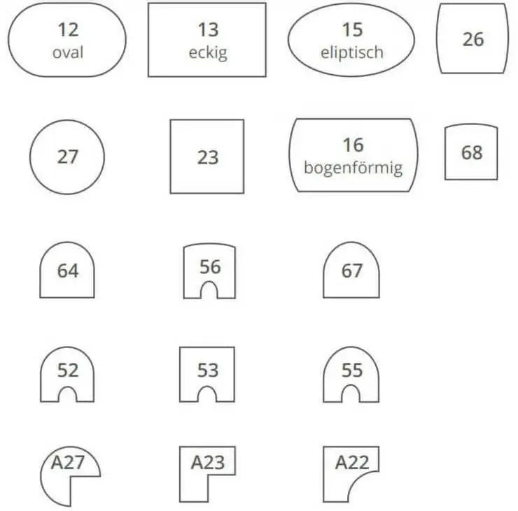 Grundformen für Baumwoll-Badteppiche nach Maß – Individuell anpassbare Teppiche in verschiedenen Grundformen, perfekt zugeschnitten für Ihr Badezimmer