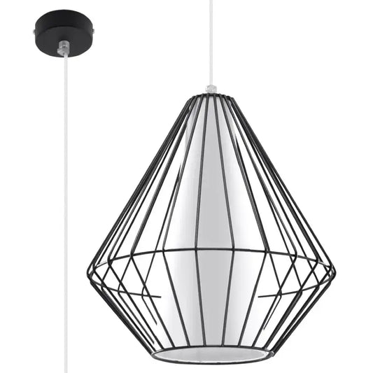 Industrial Hängelampe DEMI in Schwarz mit Drahtgitter-Design, perfekt für moderne Wohnzimmer.