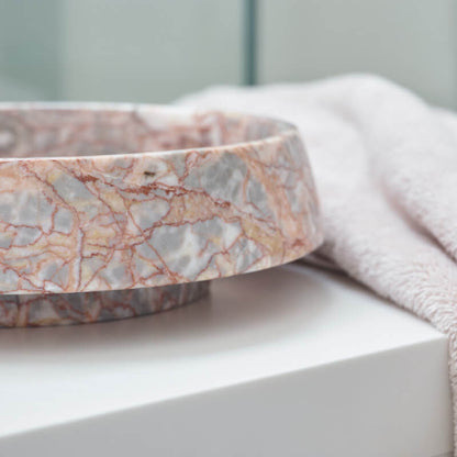 Runde Dekoschale aus Marmor – Almond Creme Beige, Orion