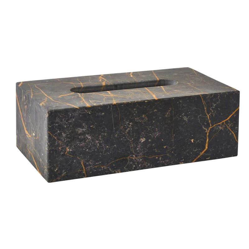 Kosmetiktuchbox "Porto" in Schwarz-Grau: Der Kosmetiktuchhalter aus Marmor von Aquanova ist ein hochwertiges Badaccessoire.