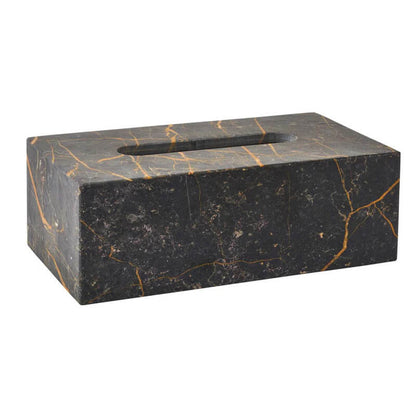 Kosmetiktuchbox "Porto" in Schwarz-Grau: Der Kosmetiktuchhalter aus Marmor von Aquanova ist ein hochwertiges Badaccessoire.