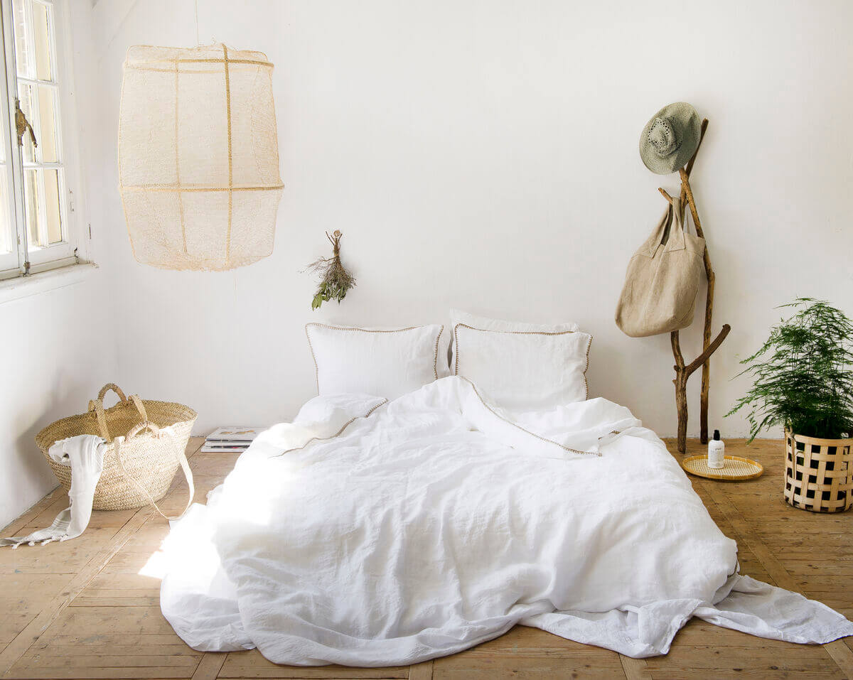 Passion for Linen Felice Hochwertige weiße Bettwäsche, Leinen-Baumwollsatin, Sand: Hochwertige Bettwäsche für Ihr Schlafzimmer.