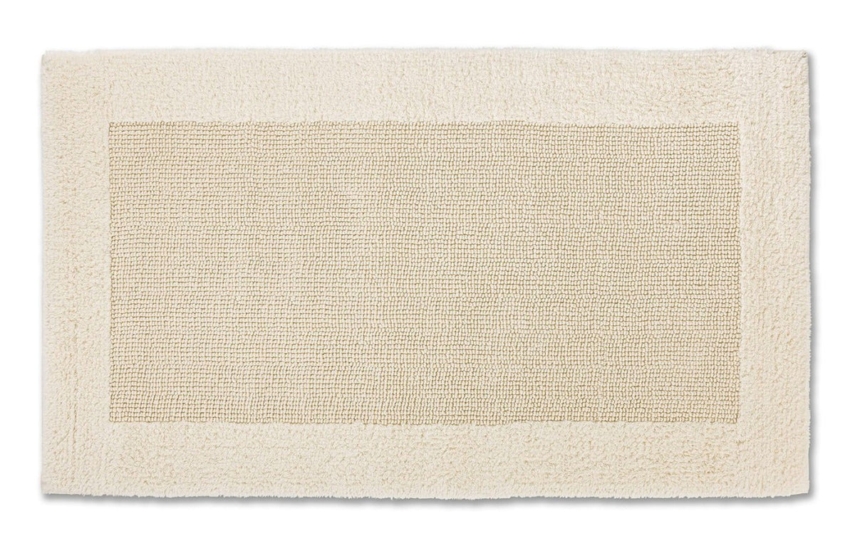 Hochwertiger Baumwoll-Badteppich Select in Natur von Rhomyhome – weicher Badezimmerteppich in zeitlosem Design für ein stilvolles Bad.