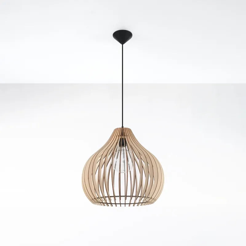 Holz-Hängeleuchte APRILLA als modernes Pendellampen-Design in Naturholz