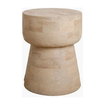 Moderner Holzhocker Fiji als Beistelltisch – ausgefallener Ablagetisch aus Mangoholz für ein stilvolles Zuhause