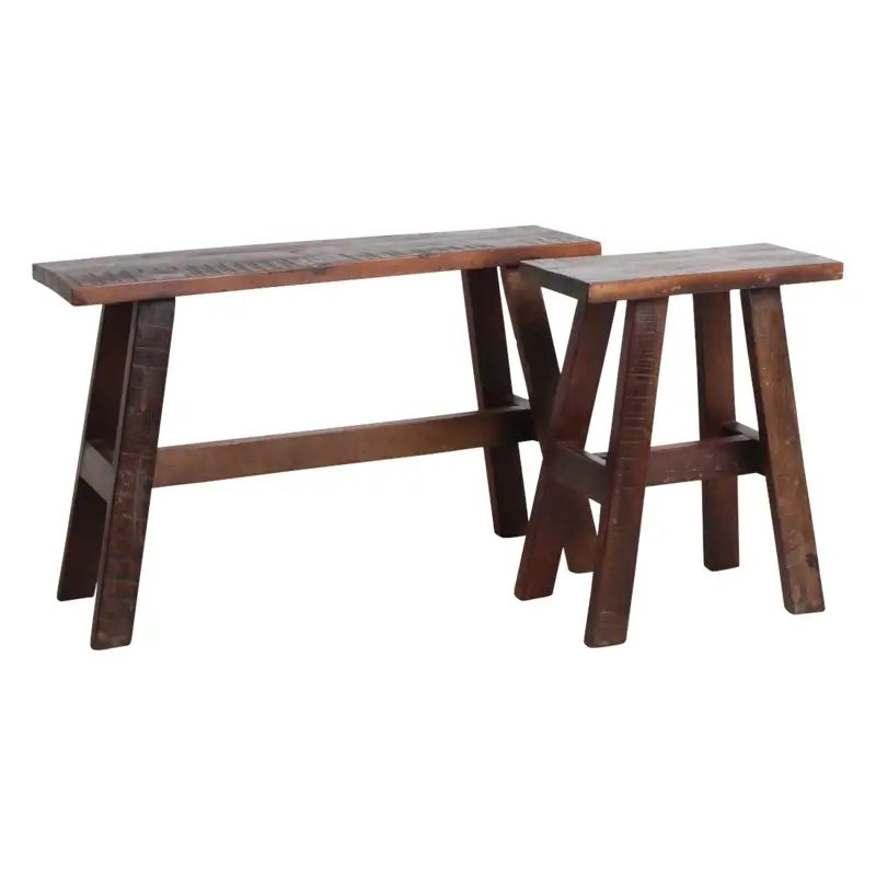 Massive Holzbank im Raw-Materials-Stil – vielseitig als Beistelltisch, Sitzbank oder Ablage im natürlichen Industrial-Look verwendbar