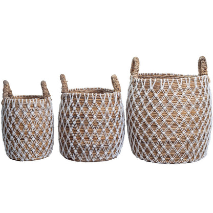 Körbe "Kubu" aus Makramee: Die ovalen Pflanzkörbe im Boho-Stil sind stilvolle Dekorationsobjekte.
