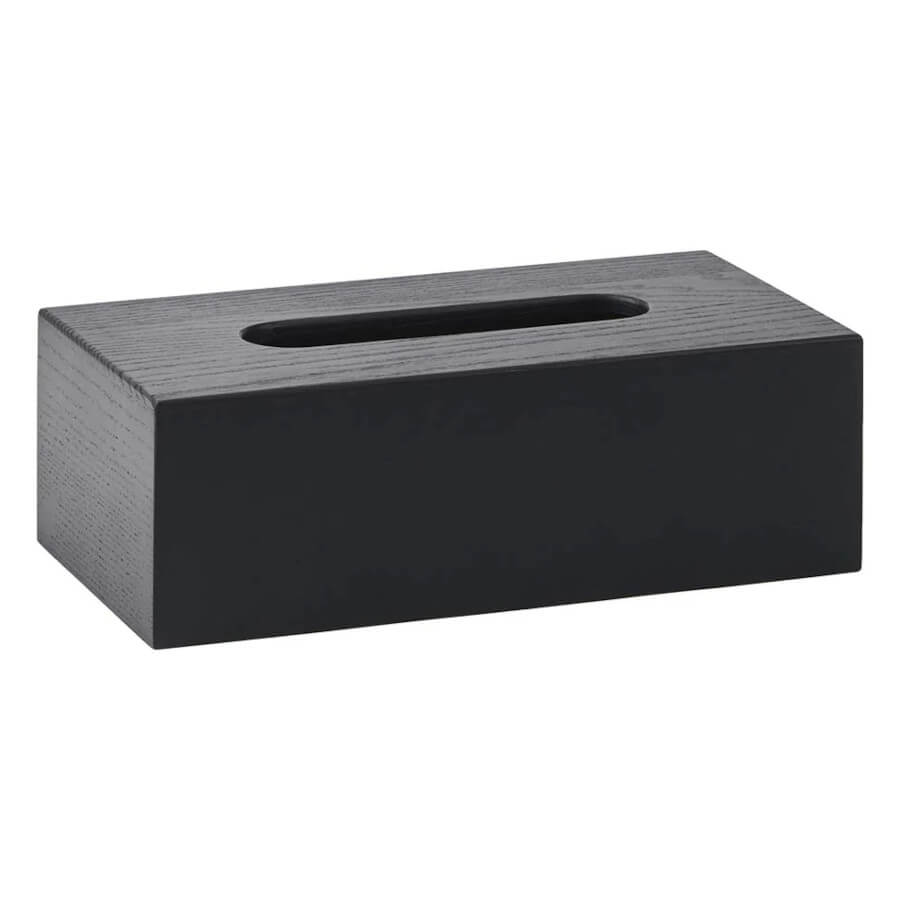 Kosmetiktuchbox aus schwarzem Holz: Der moderne Kosmetiktuchhalter "Cole" von Aquanova ist ein stilvolles Badaccessoire.