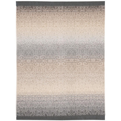 Wohn- und Sofadecke grau-beige mit Fransen – orientalisches Muster modern