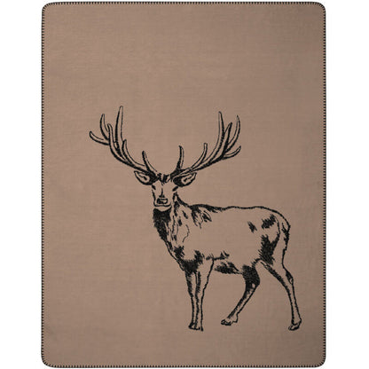 Kuscheldecke mit Hirsch Motiv in Braun und Schwarz – Deer Kollektion von Biederlack