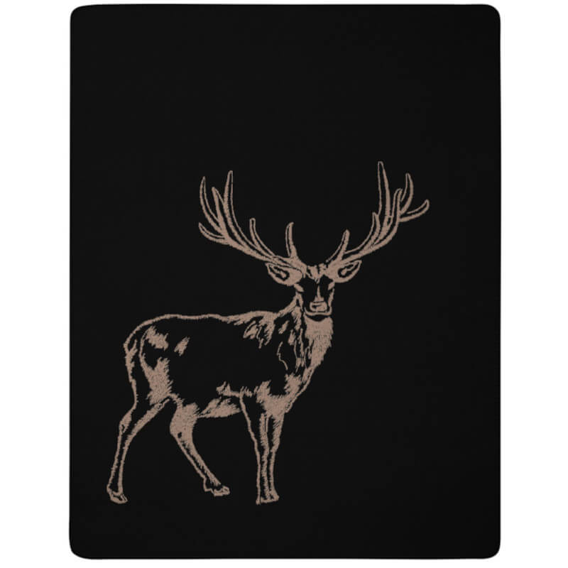 Kuscheldecke Sofadecke mit Hirsch Motiv in Braun und Schwarz – Deer Serie von Biederlack
