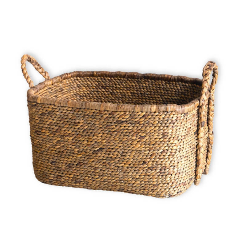Wasserhyazinthe Korb länglich und geflochten – Boho Style Dekokorb – Mentari