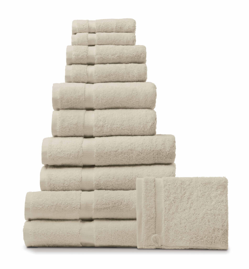 Langlebiges hochwertiges Handtuch in Stone – weiches und saugstarkes Baumwollhandtuch für ein stilvolles Badezimmer.
