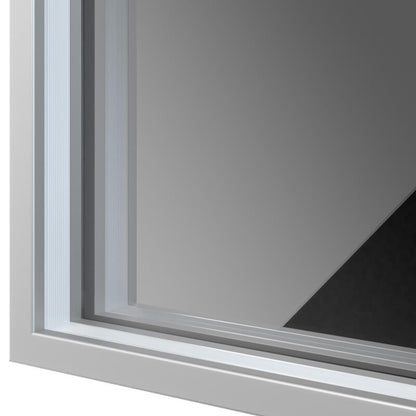 Ein LED-Badezimmerspiegel oder Lichtspiegel mit Wunschmaß, Rahmen in Natur-Aluminium, Modell Neviano von Vogelsang.