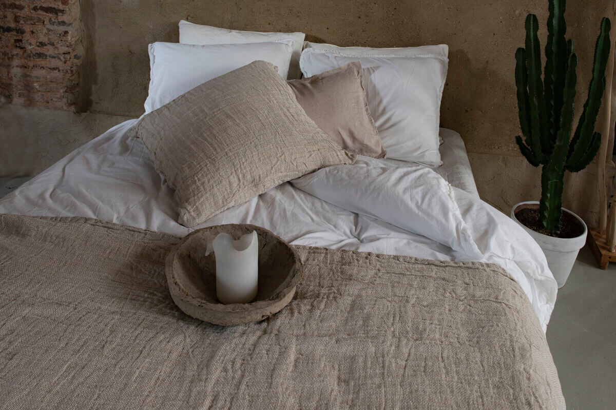 Passion for Linen Cleo Leinenplaid/Leinen-Überwurf, Natur, Tagesdecke: Stilvoller Überwurf für Ihr Bett.