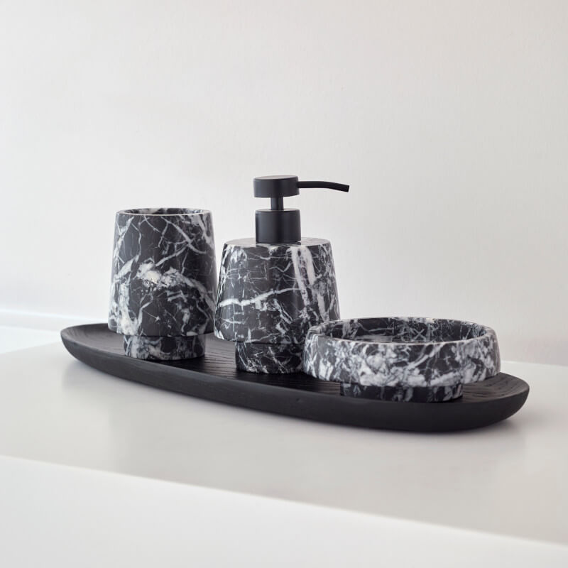 Luxus-Badaccessoires aus schwarzem Marmor, Orion-Serie von Aquanova