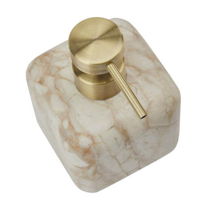 Hochwertiger Seifenspender aus gold-beigem Marmor – luxuriöse Badaccessoires Serie Blake