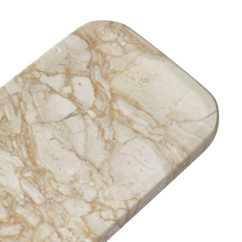 Detailansicht: feine Marmorierung der gold-beigen Badezimmer Accessoires Blake