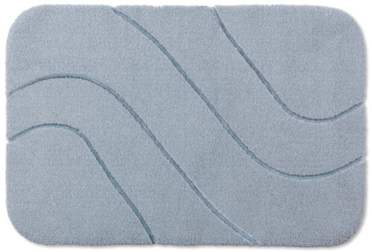 Rhomtuft Maß-Badteppich, Bahama, Wellenform, Hoch-Tief, Aquamarin-Blau: Hochwertiger Teppich nach Maß für Ihr Badezimmer.