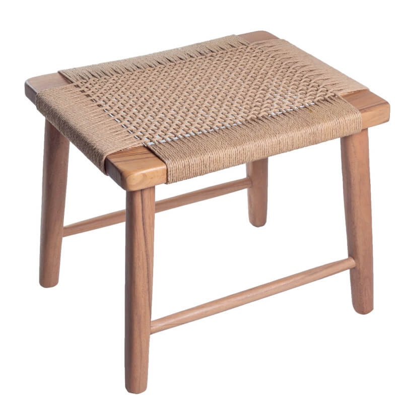 Hocker "Sunda" aus Massivholz: Der rechteckige Sitzhocker/Holzhocker mit Geflecht ist ein stilvoller Hocker.