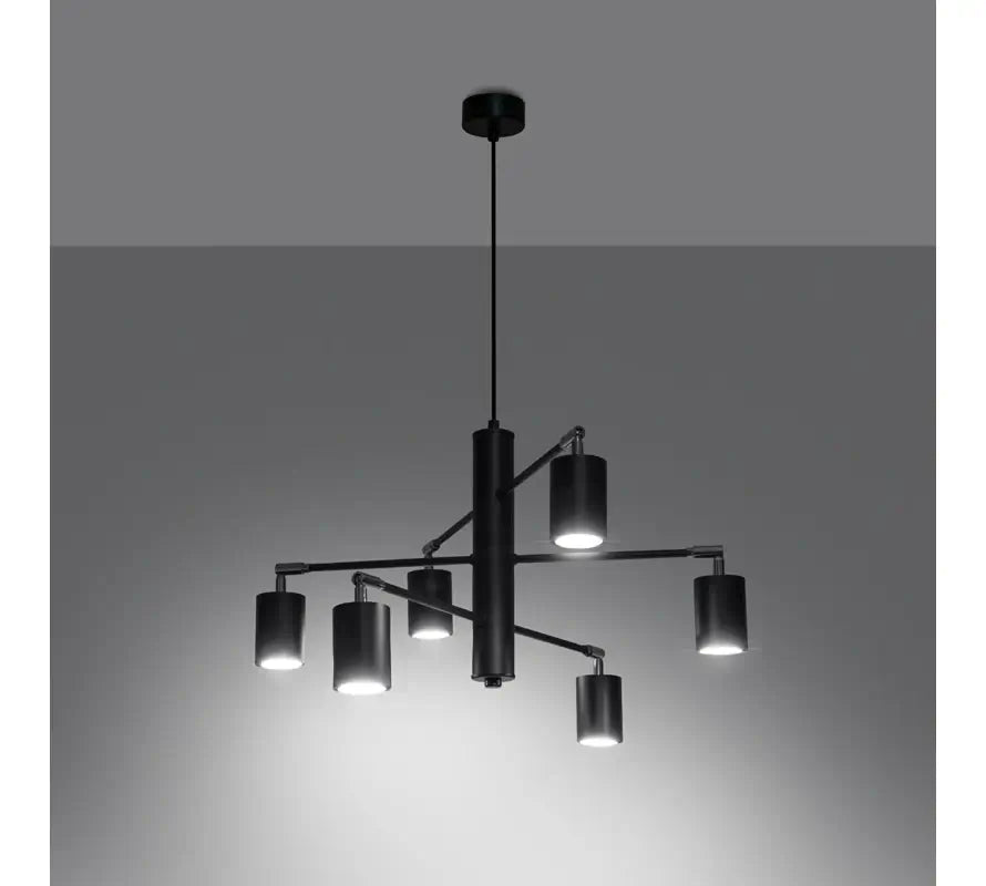 Moderne schwarze Hängelampe im minimalistischen Stil, mehrflammige Pendelleuchte mit klarer Linienführung