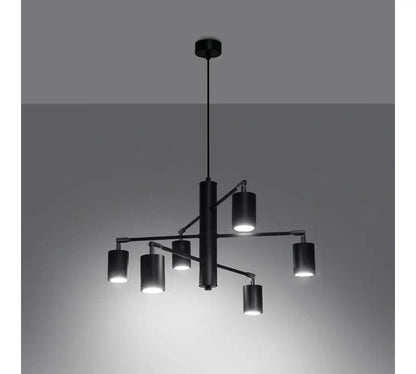 Moderne schwarze Hängelampe im minimalistischen Stil, mehrflammige Pendelleuchte mit klarer Linienführung