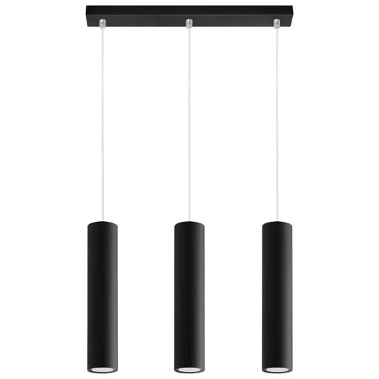 Moderne 3-flammige Pendelleuchte Lagos in Schwarz mit zylindrischen Lampenschirmen und minimalistischem Design
