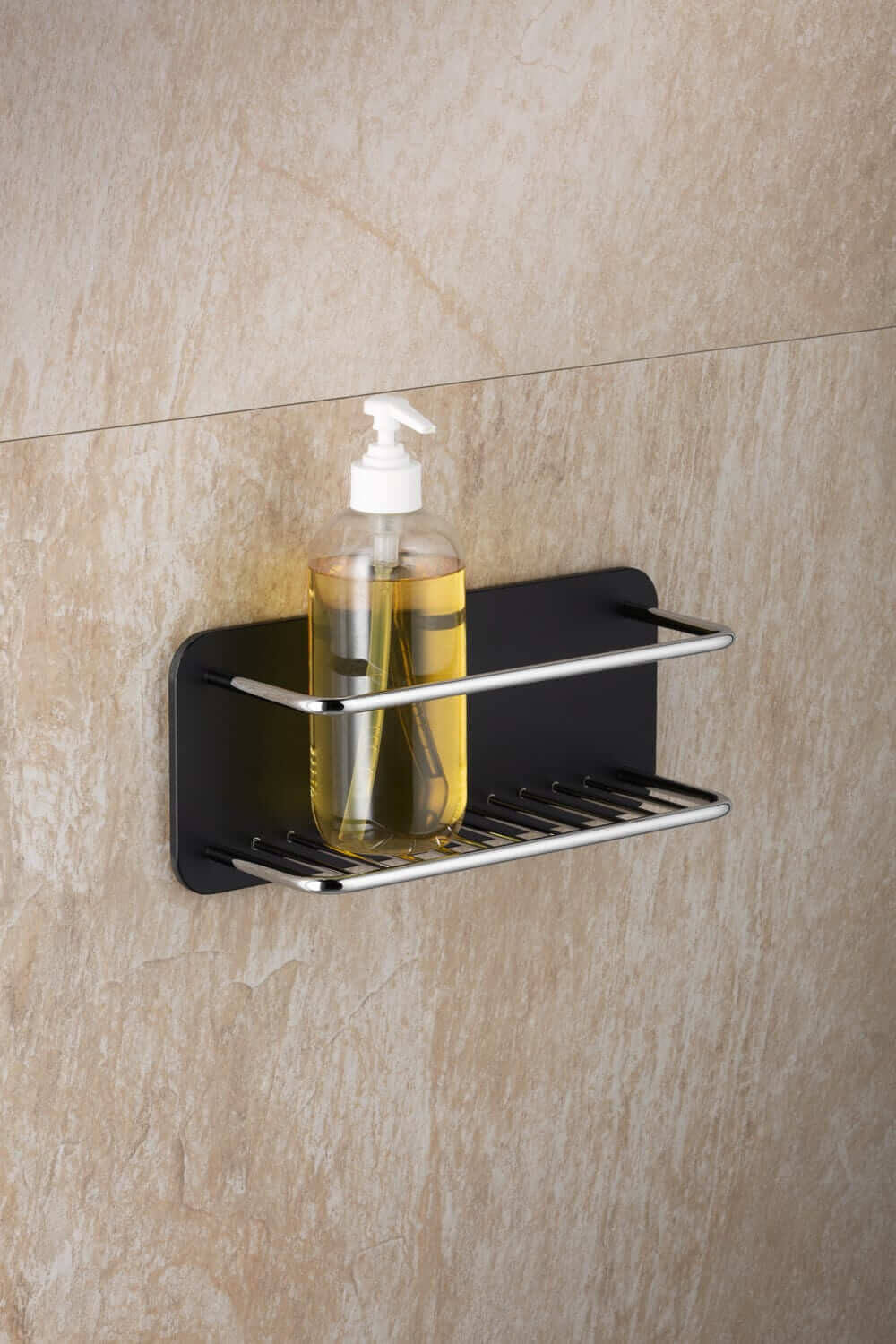 Giese Moderne schwarze Duschablage/Duschkorb zum Kleben: Praktische, moderne Ablage für Ihre Dusche.