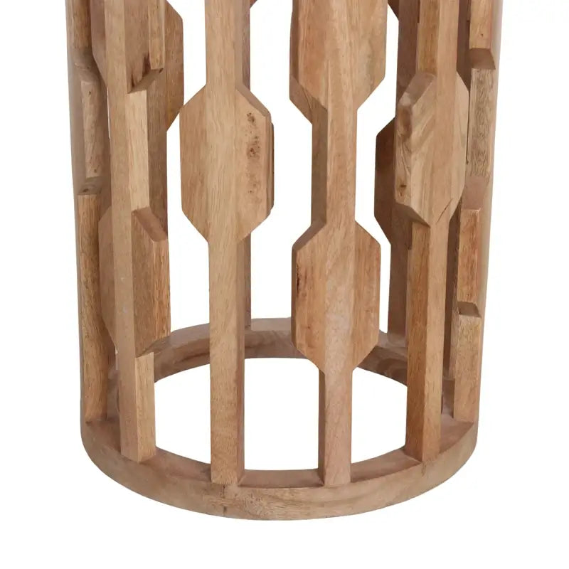 Runder Beistelltisch Aceh aus Holz und Marmor – Boho-inspiriertes Styling mit warmen Farben und natürlicher Leichtigkeit