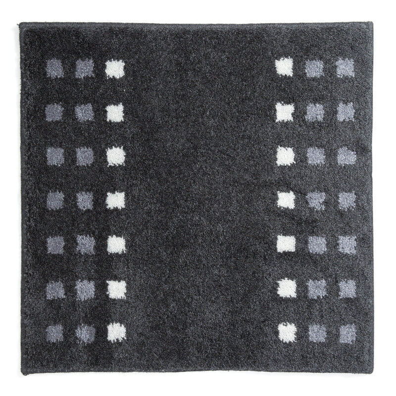 Moderner WC Vorleger 60x60 cm in Dunkelgrau Grau – pflegeleichte, rutschfeste Badematte Brica fürs Badezimmer.
